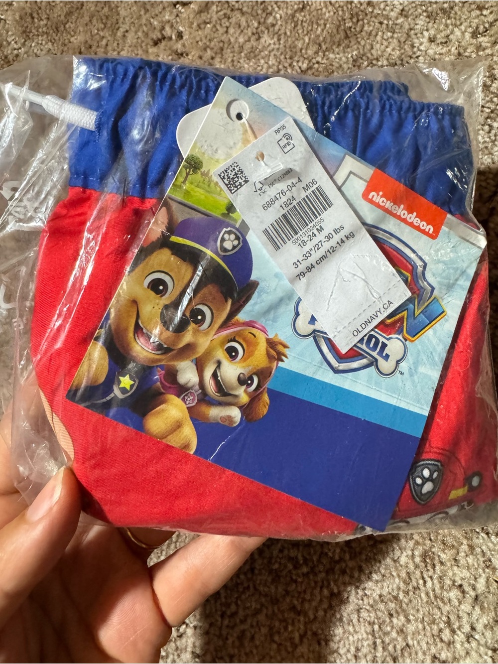 Nickelodeon Paw Patrol Kids Red & Blue Swim Trunks 18-24m NWT